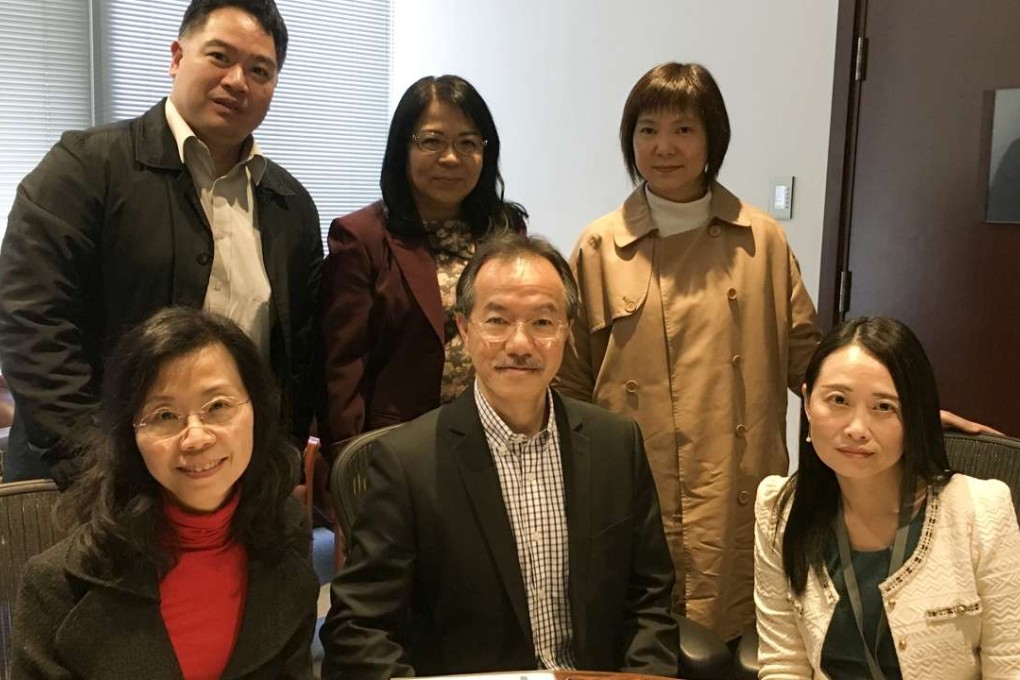 Lawmaker Fernando Cheung (front centre) and representatives of child welfare groups want the government to increase the number of places in homes for children who cannot be properly cared for by their families. Photo: Peace Chiu