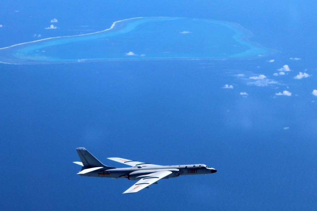 A Chinese H-6K bomber patrols the islands and reefs in the South China Sea. Photo: Xinhua via AP