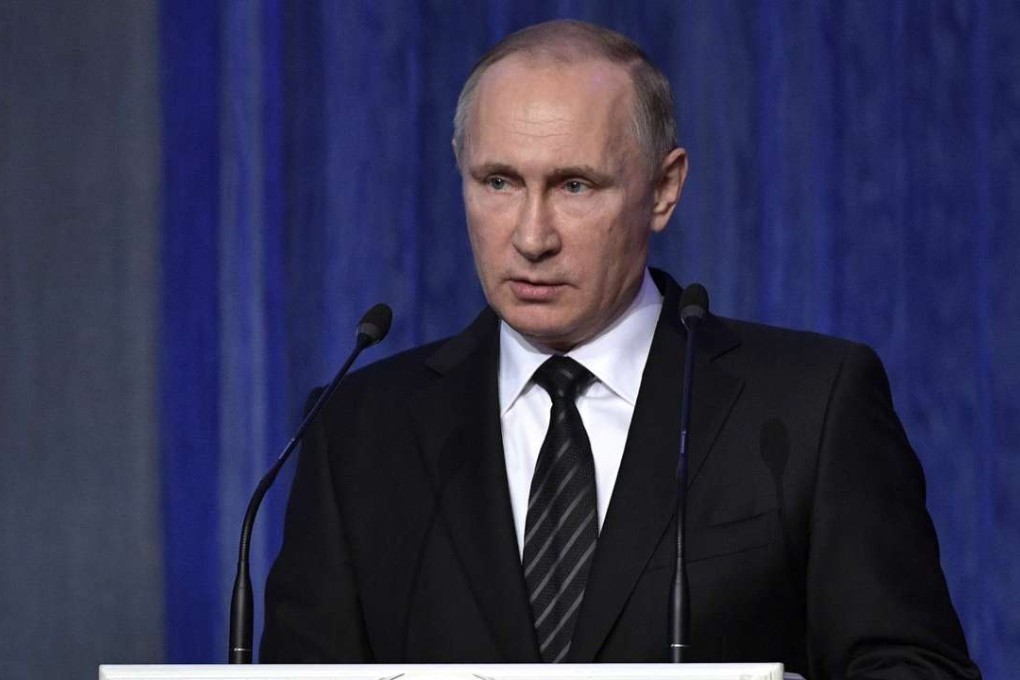 Russian President Vladimir Putin speaks at an annual meeting marking a professional holiday for Russian security service employees in Moscow. Photo: Pool via AP