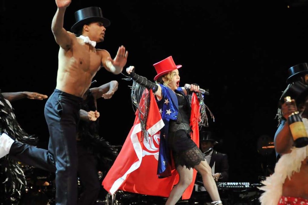 Madonna at AsiaWorld-Expo on her 2016 tour.