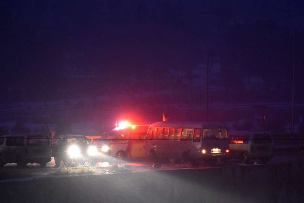 Buses and ambulances are seen during the evacuation of Syrian rebel fighters and civilians from the remaining rebel-held pockets of eastern Aleppo on Wednesday. Photo: AFP
