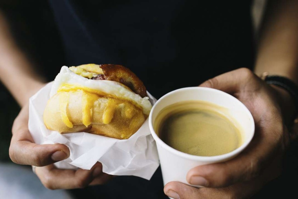 A breakfast sandwich with Americano coffee at Linguini Fini, which recently began opening in the mornings.