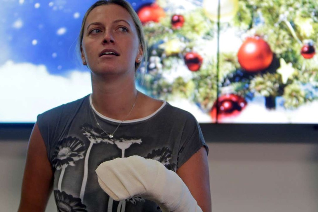 Petra Kvitova speaks during a news conference. Photo: Reuters