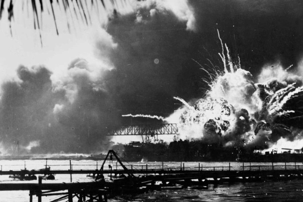 The destroyer USS Shaw explodes during the second Japanese attack wave on Pearl Harbour. Photo: Reuters