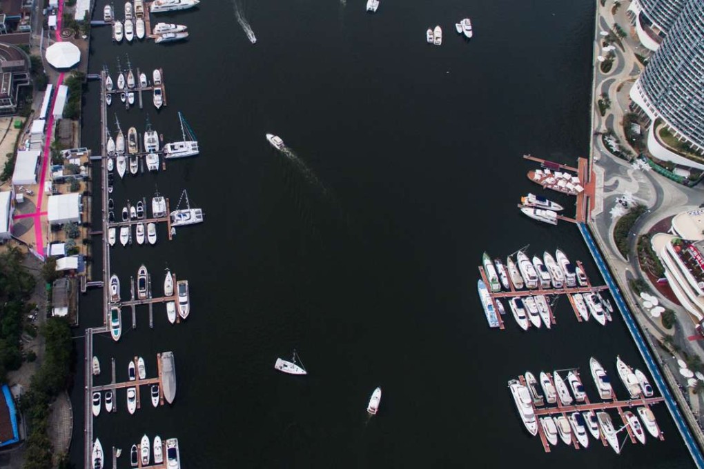 Aerial view of a marina in Sanya, China's Hainan province. Yachting is still a young, niche market on the mainland. Photo: Xinhua