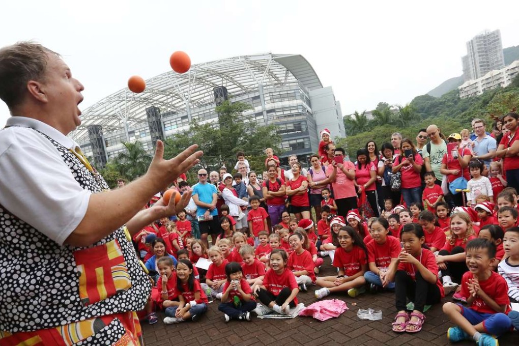 Those stepping out for charity at Discovery Bay enjoy some well deserved fun and games. Photo: Jonathan Wong