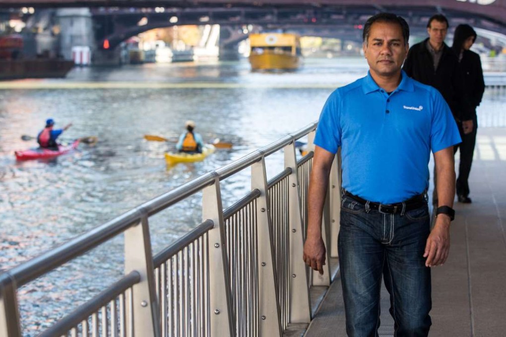 Gopi Doniparthi, 52, walking in Chicago. He wears a Fitbit and reached 40,000 steps a day by walking before work, walking to work and walking at lunchtimes. Photo: Tribune News Service