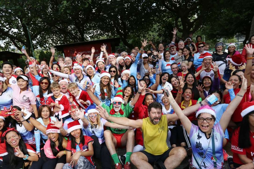 Runners taking part in this year’s Santa Hash on December 11 in Yau Tong. Photo: Jonathan Wong
