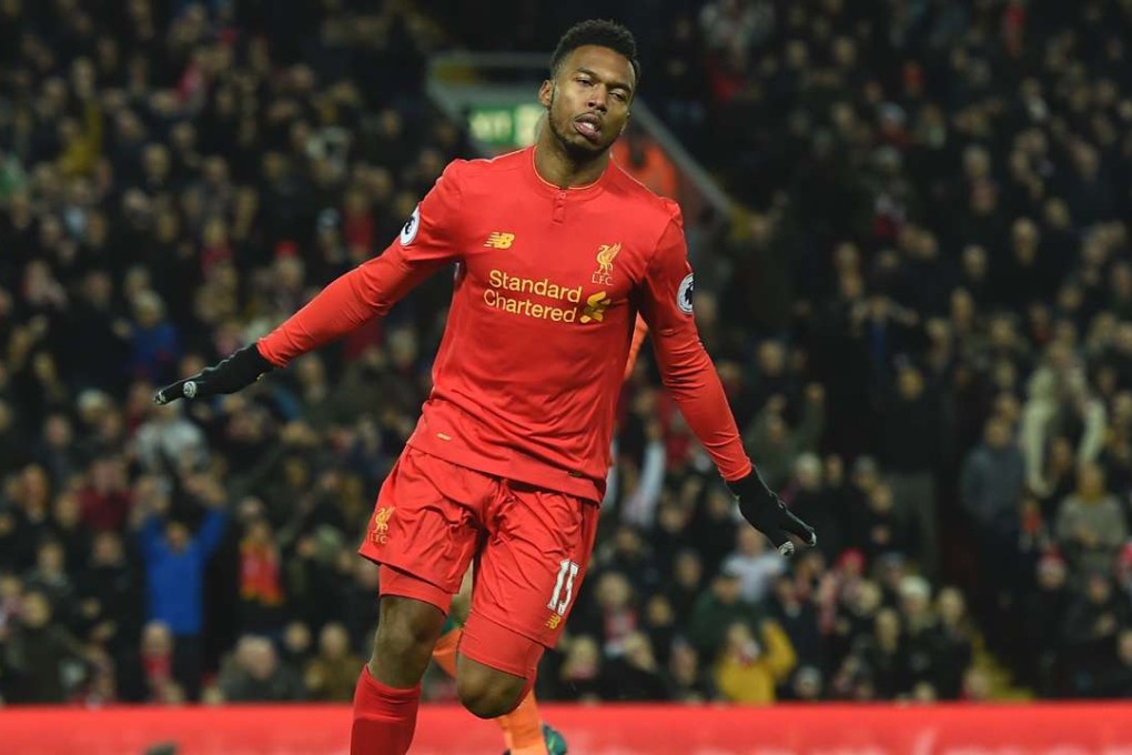 Liverpool striker Daniel Sturridge celebrates scoring in his side’s recent win over Stoke City at Anfield. Photo: AFP