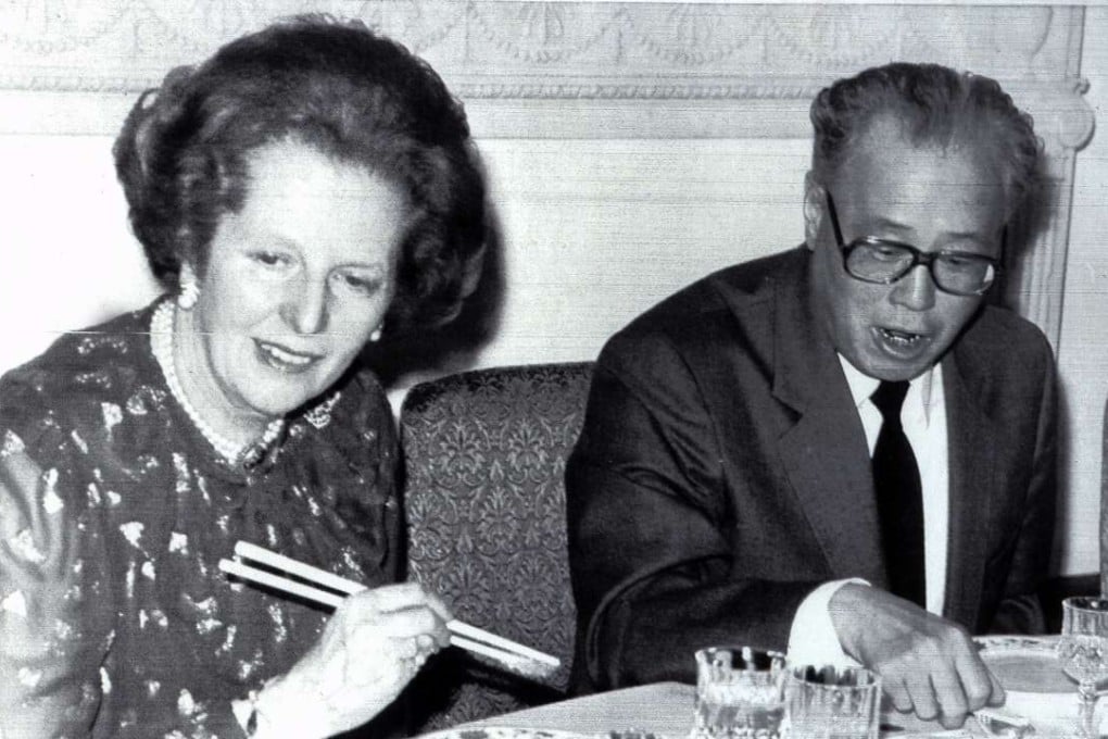 Former British prime minister Margaret Thatcher at a dinner hosted by visiting Chinese premier Zhao Ziyang at the Chinese embassy in London in 1985. Photo: Reuters
