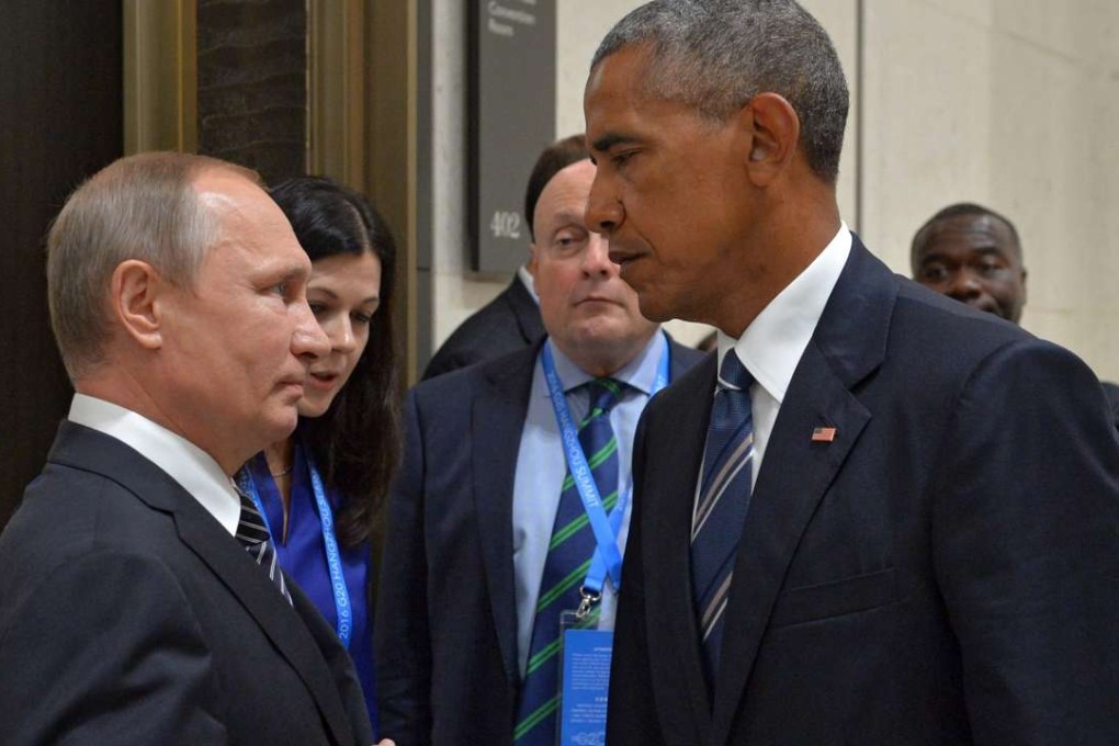 US President Barack Obama, pictured with Russian President Vladimir Putin, has ordered the removal of 35 Russian government officials from the United States and the sanctioning of agencies and individuals tied to hacks believed to have interfered with the US Presidential election. Photo: EPA