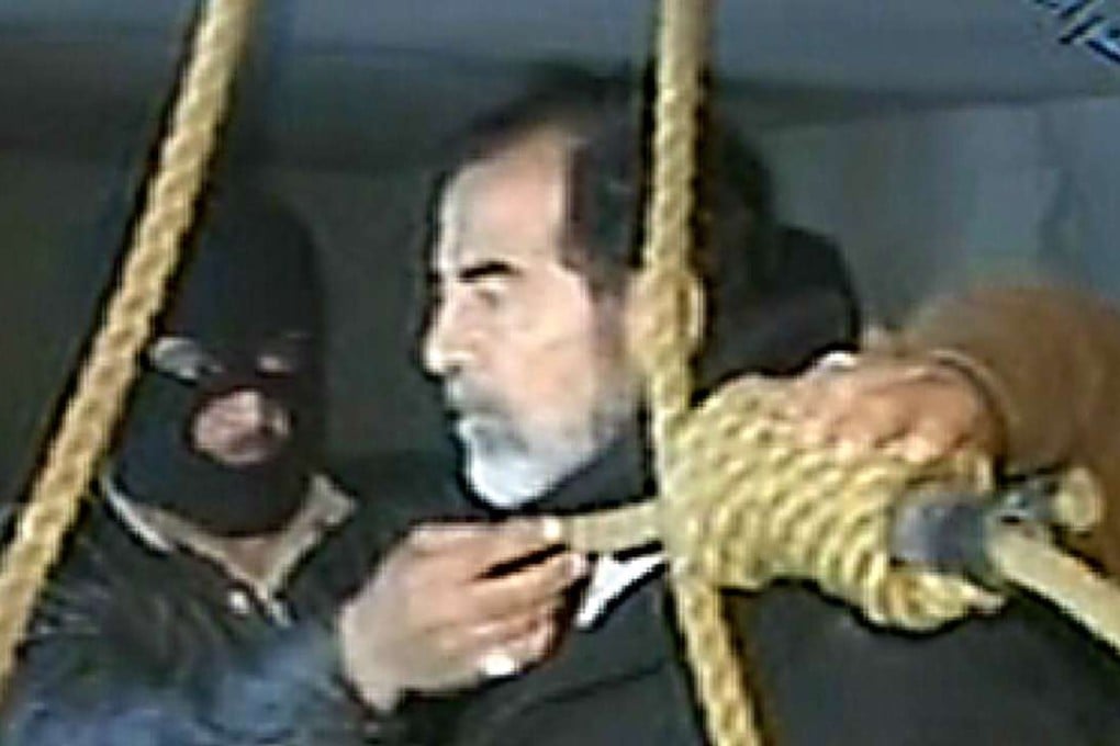 This file video grab taken from al-Iraqiya television on December 30, 2006 shows ousted Iraq president Saddam Hussein moments before being hanged in Baghdad. Photo: AFP