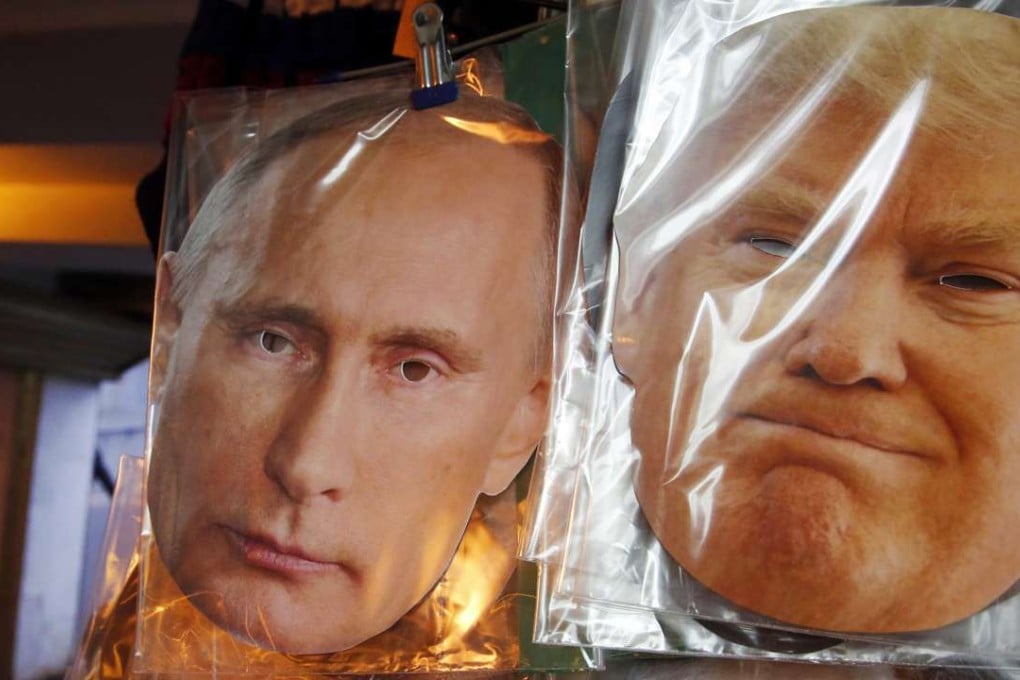 Face masks depicting Russian President Vladimir Putin and US president-elect Donald Trump at a souvenir shop in St Petersburg, Russia. Photo: AP
