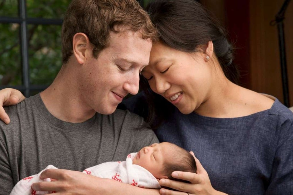 Facebook Chief Executive Mark Zuckerberg and his wife Priscilla are seen with their daughter named Max in this image released on December 1, 2015. Photo: Handout via Reuters