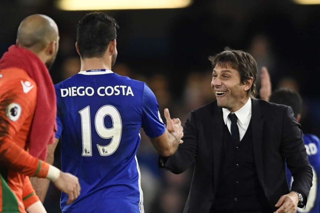 Antonio Conte celebrates after the game. Photo: Reuters