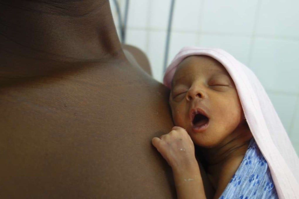 A premature infant receiving kangaroo care in a hospital in Mali, in sub-Saharan Africa.