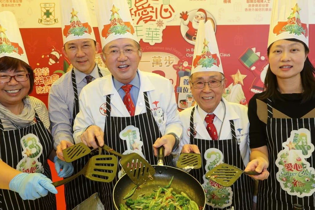 Hospital staff take time off their busy schedules for some Christmas culinary cheer for charity: (from left) Manbo Man Bo-lin, director of nursing services; John Chang So-min, director, refractive surgery; Walton Li Wai-tat, medical superintendent; Tsao Yen-chow, deputy medical superintendent; and Annie Chan On-on, director, gastroenterology and hepatology centre. Photo: Edward Wong
