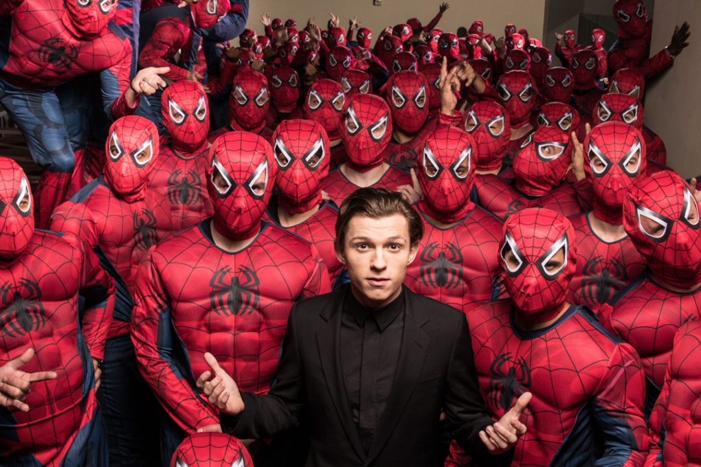 Tom Holland and an army of Spider-Men invade Hollywood to debut the Columbia Pictures' Spider-man: Homecoming trailer on December 8, 2016. Photo: Eric Charbonneau