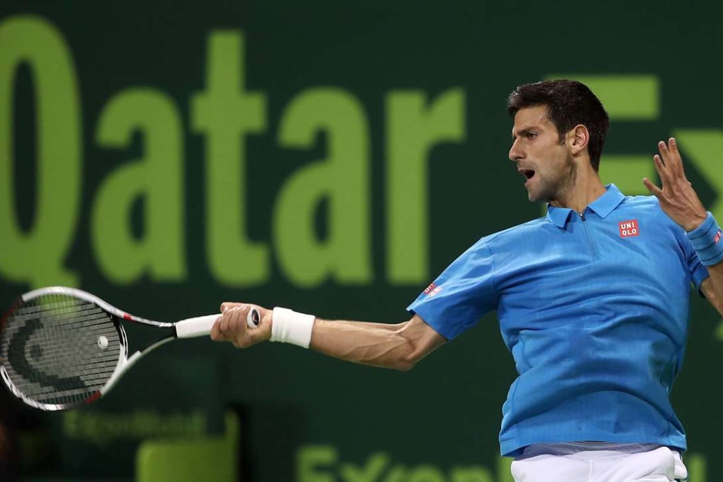 Serbia's Novak Djokovic returns the ball to Jan-Lennard Struff of Germany during the Qatar Open. Photo: AFP