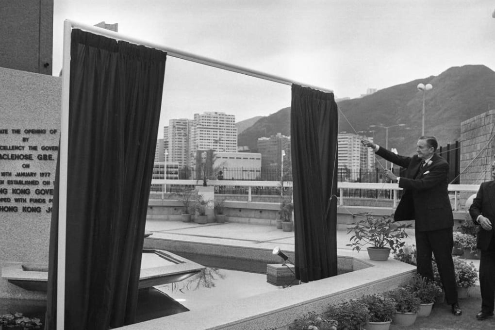Governor Sir Murray MacLehose (centre) at Ocean Park after officiating at its opening ceremony. Picture: SCMP