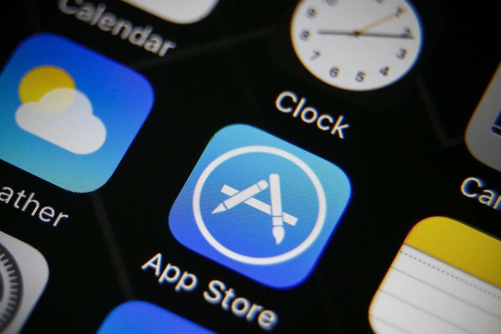 The icon of Apple's App Store (C) is pictured on an iPhone in Taipei, Taiwan. Photo: EPA