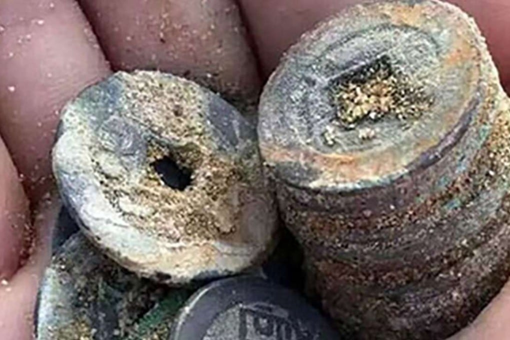 The coins are thought to date from the rule of Emperor Qianlong (1711-1799) during the Qing dynasty. Photo: Handout