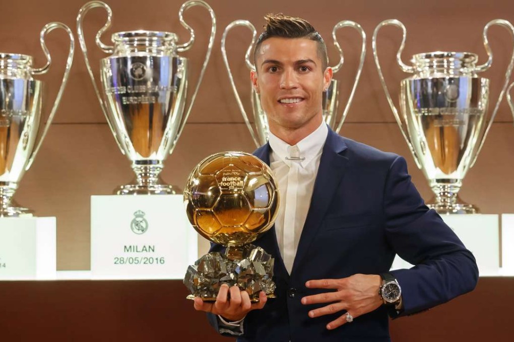 Cristiano Ronaldo after receiving the Ballon d’Or as the world’s best footballer. Photo: AFP