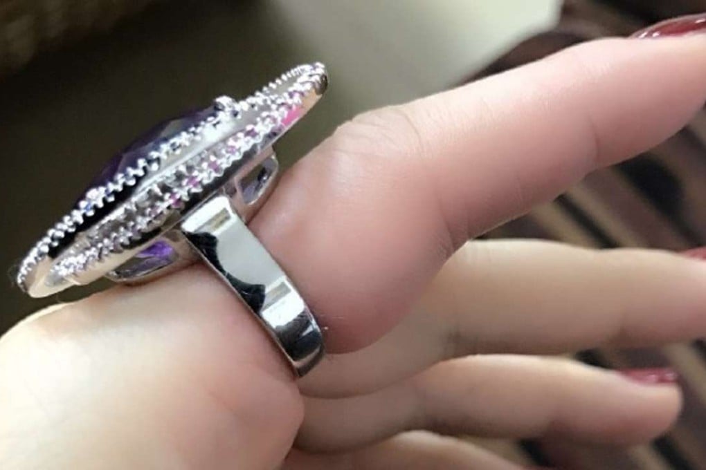 The ring became stuck on Chinese reality television star Ran Yingying’s index finger on Thursday. Photo: Handout