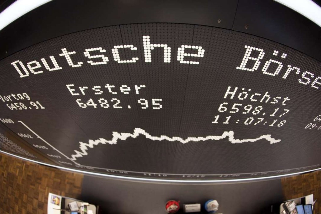 A large display board in the Deutsche Boerse in Frankfurt. Photo: EPA