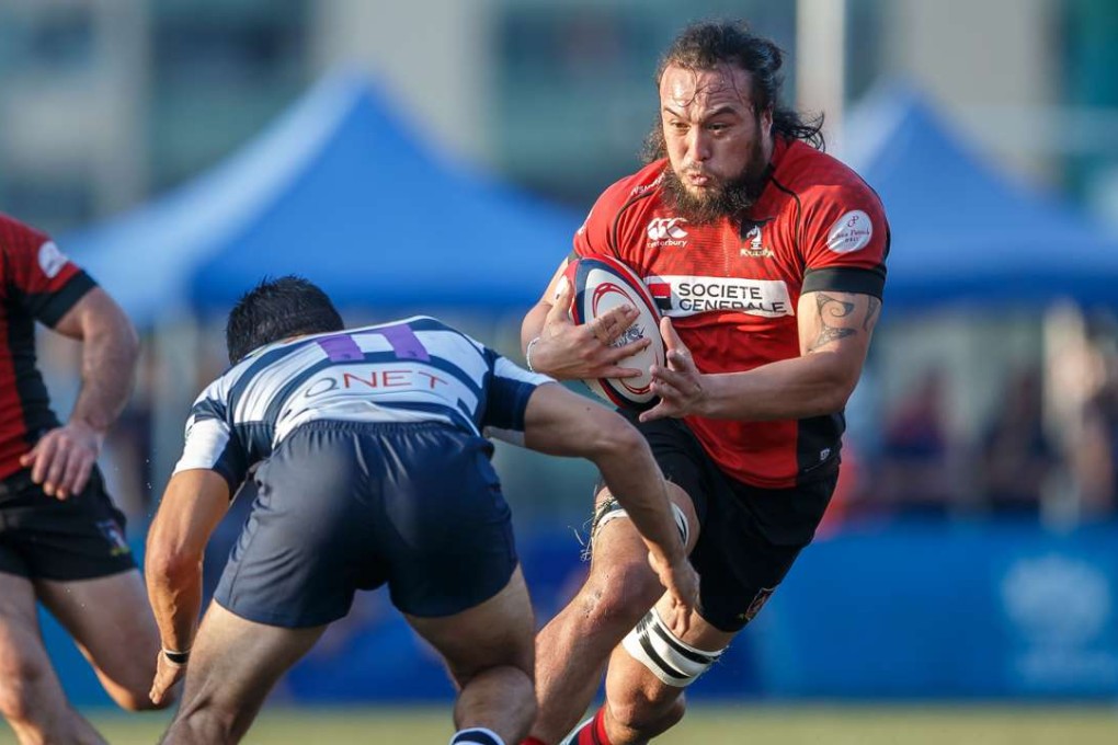 Valley enforcer Karetai Williams charges forward during his debut season in the Hong Kong Premiership. Photo: HKRU