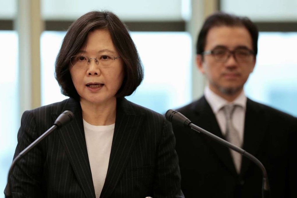 Taiwanese President Tsai Ing-wen speaks before she departs Taoyuan International Airport, Taiwan, on Saturday on a visit to South American allies. Photo: Reuters