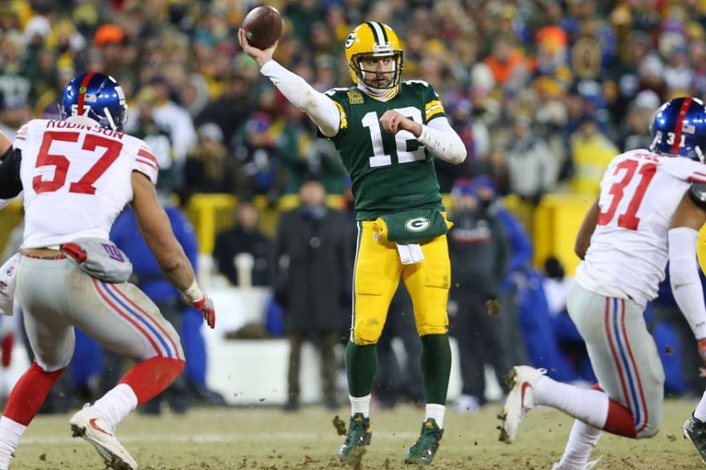 Green Bay Packers quarterback Aaron Rodgers throws a pass during their wild card win over the New York Giants. Photo: USA Today