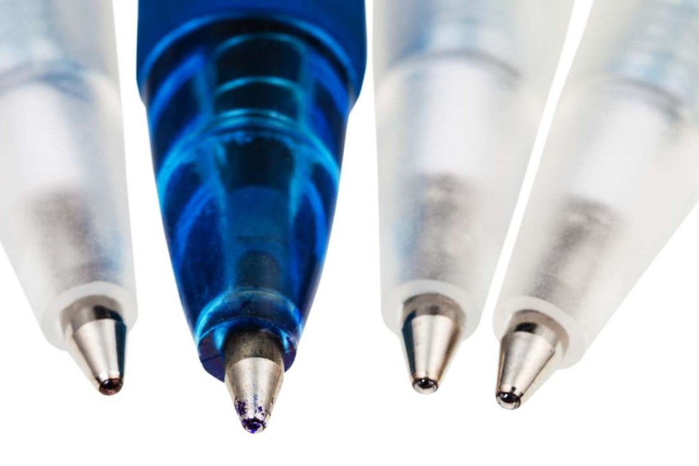 The business end of ballpoint pens. China until recently could not produce steel of sufficiently high quality or the high-precision machinery required to manufacture the components. Photo: Shutterstock