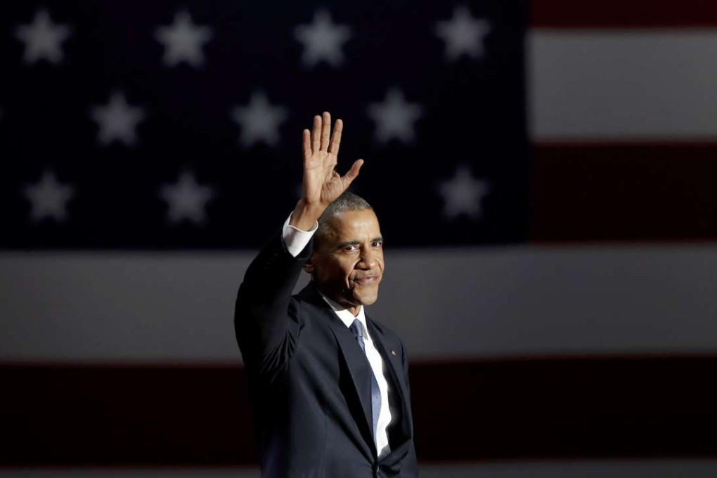 US President Barack Obama acknowledges the crowd as he arrives to deliver his farewell address in Chicago. Photo: Reuters