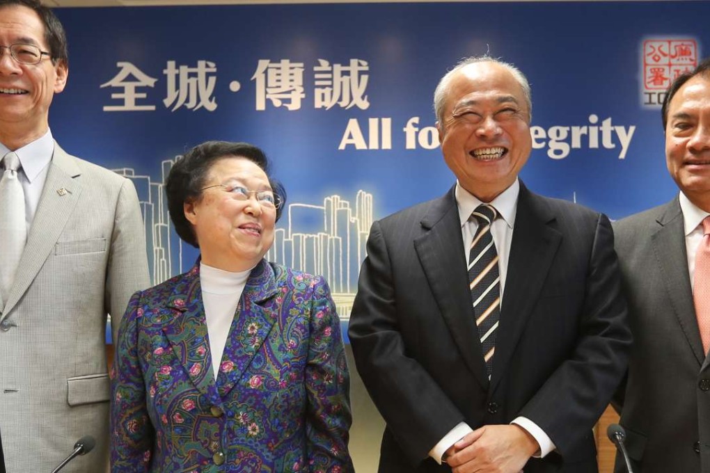 (Left to right) Timothy Tong Wai-cheung, Maria Tam, Chow Chung-kong and Albert Au Siu-cheung, the ICAC’s four advisory committee chairs.Photo: Edward Wong