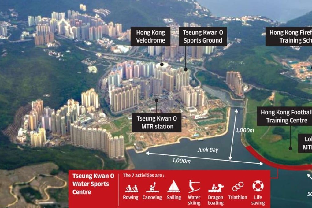 A new water sports centre is being planned for the Tseung Kwan O waterfront, near the football training centre which is starting to take shape. Photo: Bruce Yan