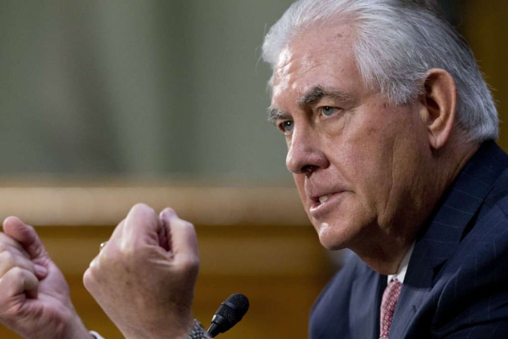 Secretary of State-designate Rex Tillerson gestures while testifying on Capitol Hill in Washington on Wednesday. Photo: AP