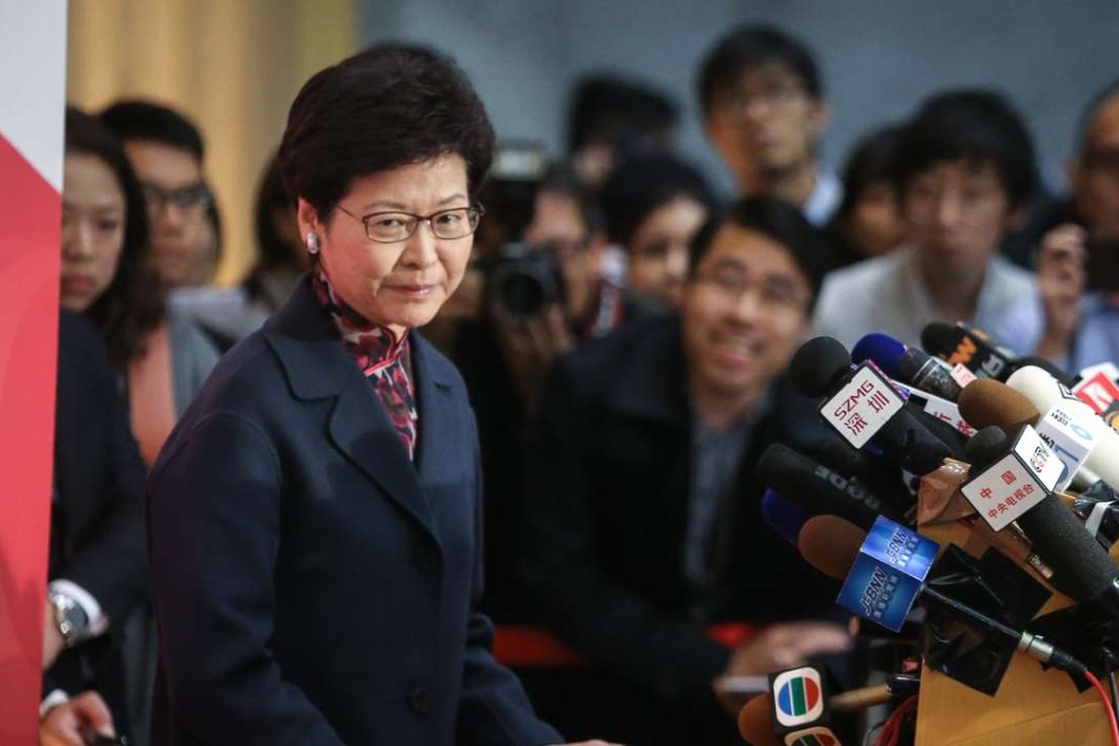 Carrie Lam meets the press on her resignation issue. Photo: Sam Tsang