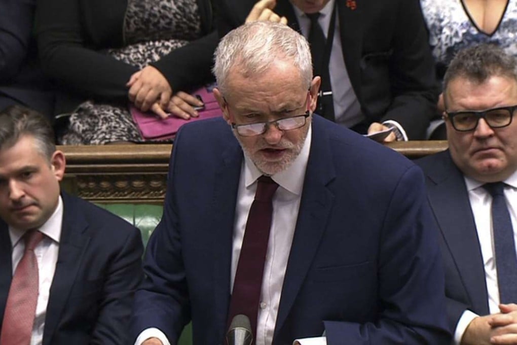 Britain's opposition Labour Party leader Jeremy Corbyn speaks during the weekly Prime Minister Questions session in the House of Commons in central London on Wednesday. Photo: AFP
