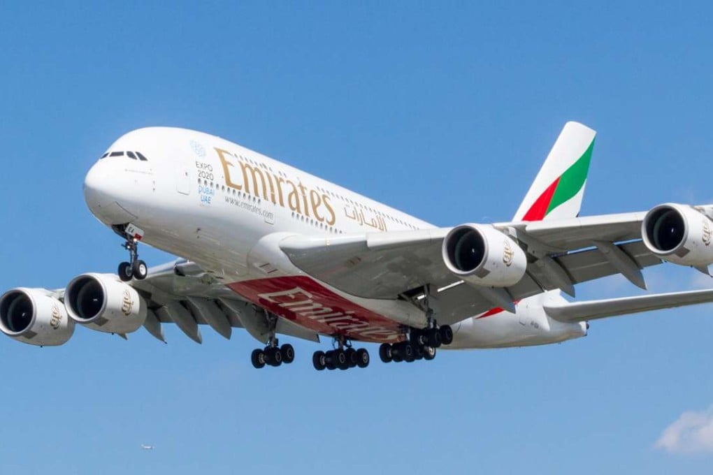 An Emirates Airbus A380 on its approach for landing . Photo: Alamy