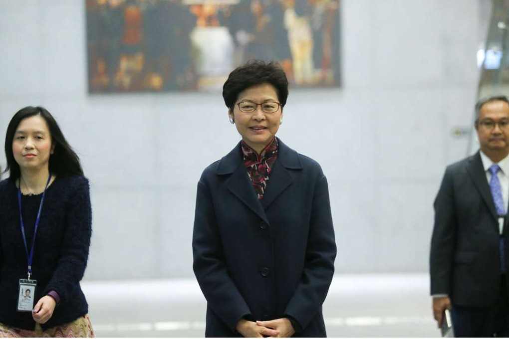 Carrie Lam meets the press to announce her resignation. Photo: Sam Tsang