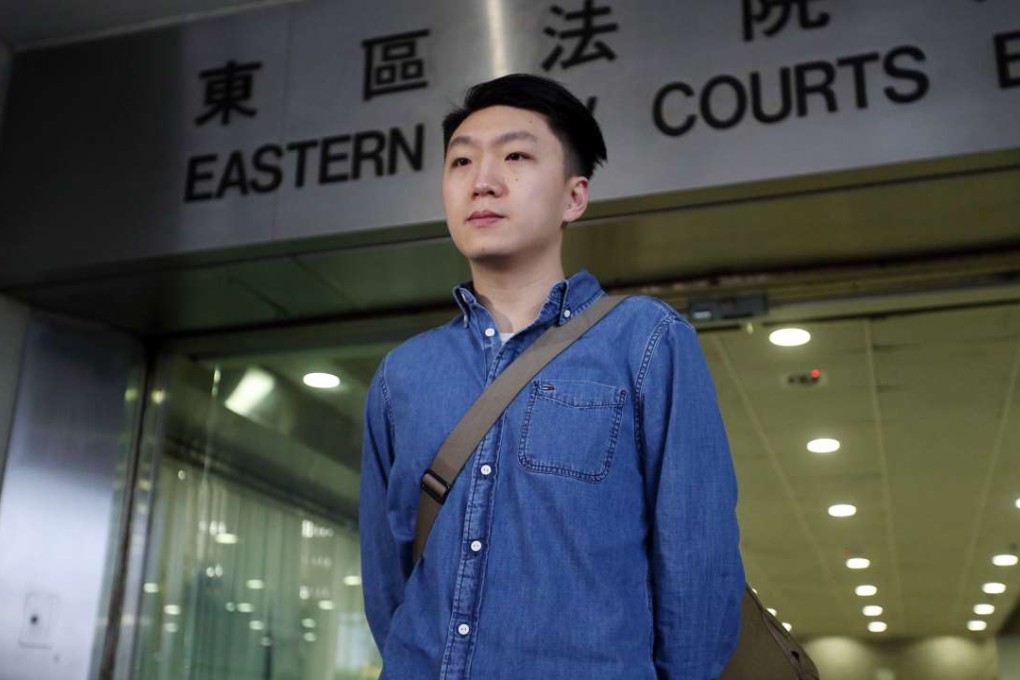 Edward Leung outside Eastern Court in Sai Wan Ho on Friday. Photo: K. Y. Cheng