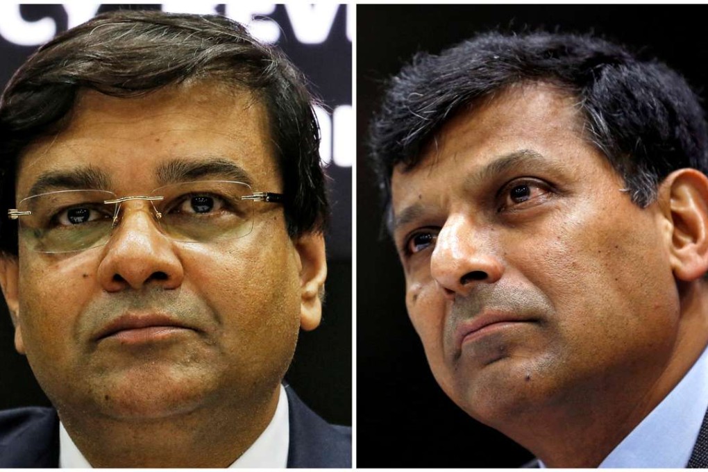 Reserve Bank of India Governor Urjit Patel and his predecessor Raghuram Rajan. Photo: Reuters
