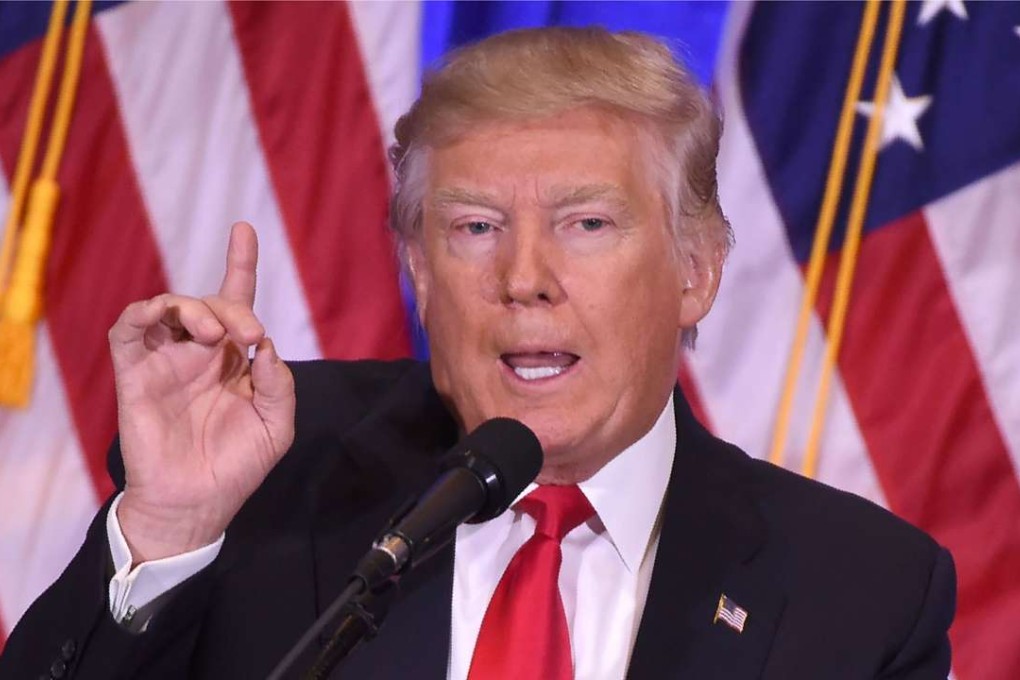 US president-elect Donald Trump makes a point at a press conference in New York on January 11. Photo: AFP