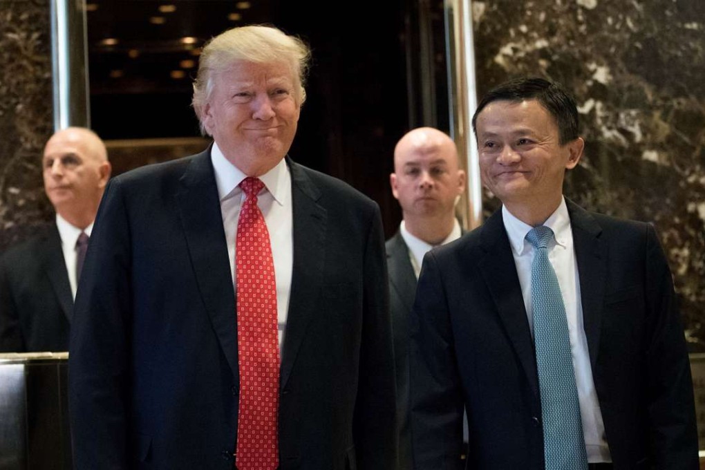 US president-elect Donald Trump and Jack Ma, founder of Alibaba, speak to reporters following their meeting at Trump Tower. Photo: AFP