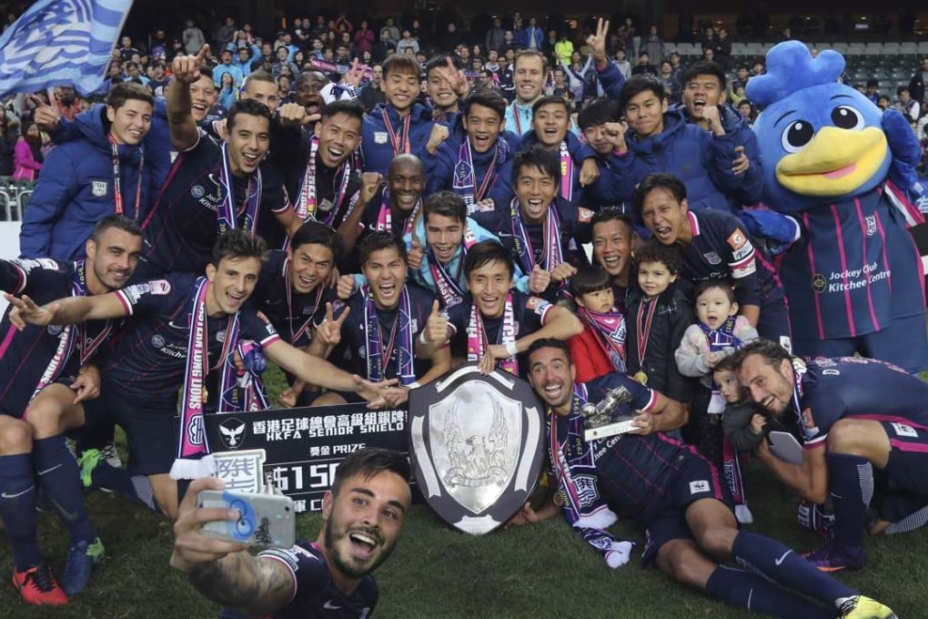 Kitchee celebrate after defeating arch-rivals Eastern in the Senior Shield final at Hong Kong Stadium. Photos: Dickson Lee