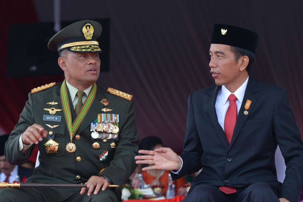 General Gatot Nurmantyo, the commander of Indonesia’s armed forces, with President Joko Widodo. Photo: AFP