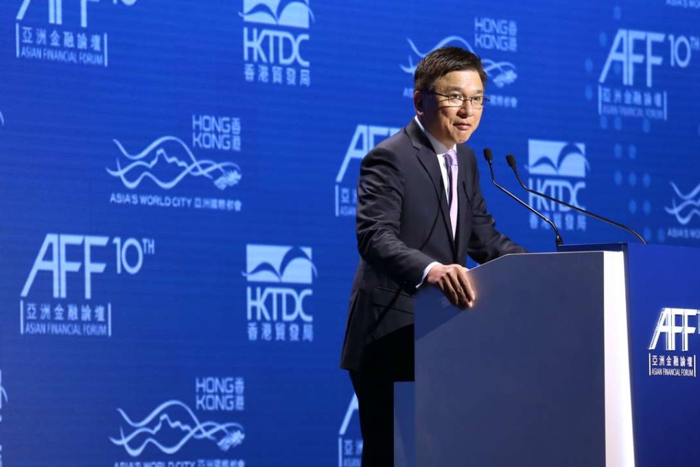 Acting finance chief Professor Chan Ka-keung at the Convention and Exhibition Centre in Wan Chai on Monday. Photo: Jonathan Wong