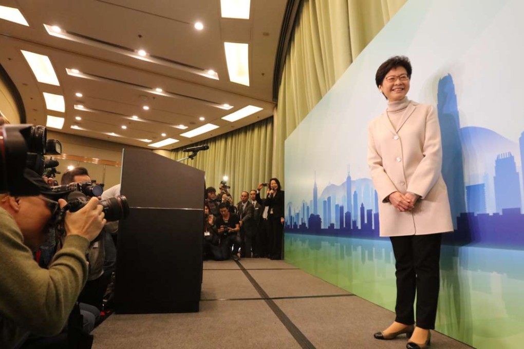 Carrie Lam during press conference on Monday. Photo: Feix Wong