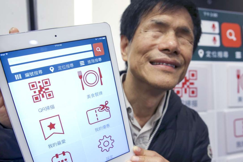 Chong Chan Yau, president of Hong Kong Blind Union, at the launch of Tap My Dish app. Photo: Sam Tsang